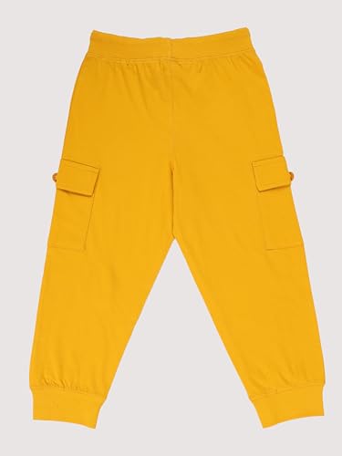 Image of KiddoPanti Boys Cotton Joggers | 100% Cotton Single Jersey | 2 Side Cargo Pockets with Flap | Elasticated Waist Band with Functional Drawcord | Soft & Breathable Track Pants