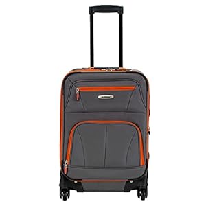 Rockland Pasadena Softside Spinner Wheel Luggage, Charcoal, Carry-On 20-Inch, F2281-CHARCOAL