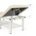 pouseayar 30.5'' Wide × 75'' Long Stationary Massage Table Folding Bed with Backrest for Treatment Table Physical Therapy Table Spa Facial Bed, Metal Frame PU Leather - Beige Gray