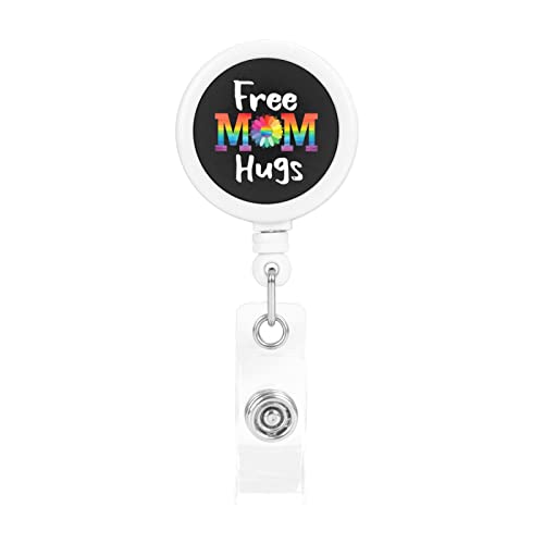 Free Mom Hugs LGBT Titular de la insignia retráctil Clip del carrete Titular de la tarjeta de identificación forNurse Student Office Worker