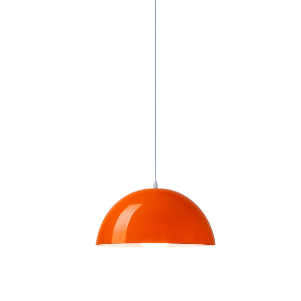 KBUUKYYXouy Glossy Dome Semicircle Hanging Lamp, Colorful Ceiling Pendant Light Fixture, Minimalism Metal Lighting, Industrial Chandelier for Kitchen Island Sink Dining Room Counter(Orange 2,11.8in)