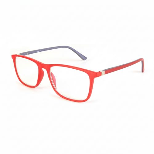 Gafas de lectura antirreflejo para Hombre FS9160 – Montura ligera y flexible en CP, cómodo ajuste – Ideales para leer y ordenador – Estuche de piel y paño incluidos (ROJO, 3.5, Dioptrien)