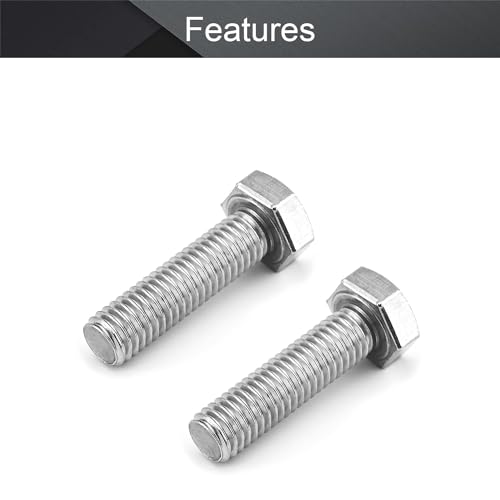 Image of MroMax 5Pcs M8-1.25 x 30mm Hex Head Screws Bolts, 316 Stainless Steel | Fully Threaded, Marine Grade A4-316, Corrosion Resistant, Silver, for Machinery & Marine Hardware, Replacement Fasteners