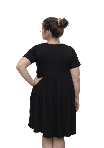 Mommy O Clock Loose Summer Swing Dress For Women Short Sleeve Casual Maternity Dress Tunic (Black, Small) #TOP1