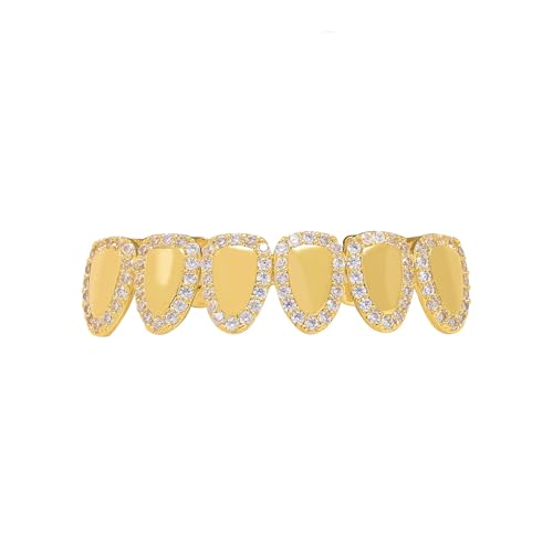Grelhas de diamante de cobre banhado a ouro 18K para seus dentes para homens e mulheres - Grelhas de