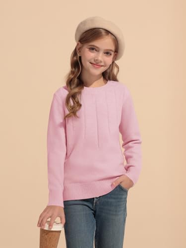 Haloumoning Girls Sweaters Kids Crewneck Long Sleeve Pleated Knit Pullover Sweater Fall Fashion Clothes 5-14 Years2