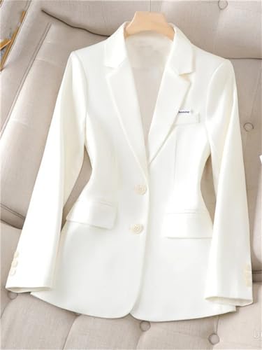 Single Breasted Blazers for Women Long Sleeve Turn Down Collar Jacket Office Slim Solid Coats3