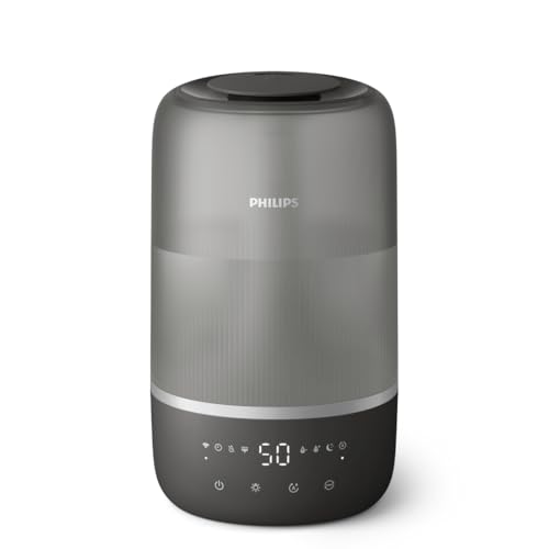 Philips Inteligentny nawilżacz, kompaktowy i mocny, z mgiełką Sky High, czas pracy do 32 godzin, aromaterapia, cichy, z ustawieniem snu i lampką nocną, do pomieszczeń o powierzchni do 41m² (HU1510/03)
