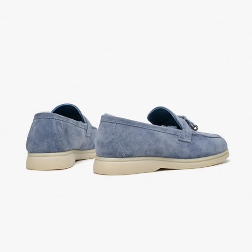 Image of BEAU TODAY Suede Loafers Flats for Women, Women's Slip On Penny Loafers, Leather Driving Comfortable Dress Ladies Loafers Casual Office Work Shoes