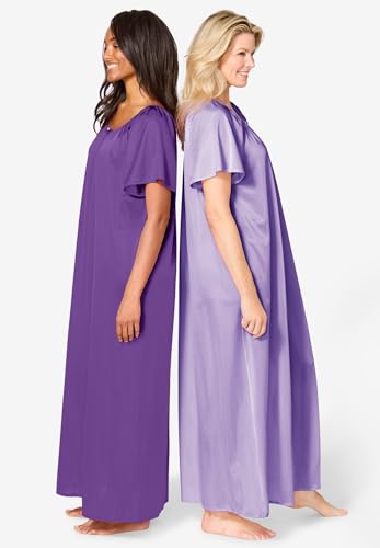 Only Necessities Plus Size 2-Pack Long Silky Gown3