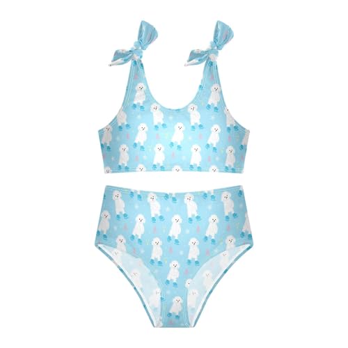 Toddler Girls Bikini Set Ski Dog Swimsuits Kid Bowknot Swimwear 2 Piece Bathing Suit 3-12T3