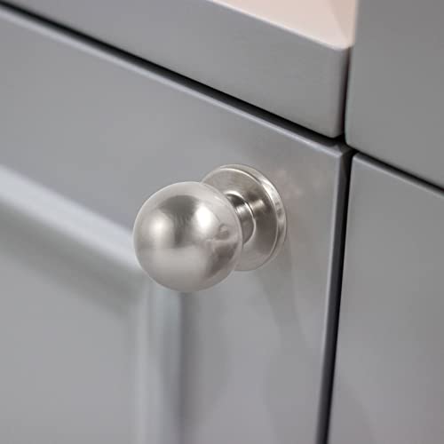 Khtumeware Brushed Nickel Cabinet Knobs,10 Pack 1 Inch (25Mm) Diameter Round Solid Ball Satin Nickel Kitchen Cabinet Knobs,Silver Cabinet Knobs. #TOP4