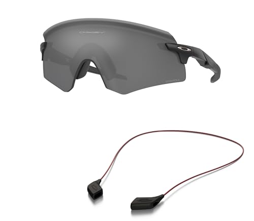 Oakley OO9471 Sunglasses Bundle: OO 9471 ENCODER 947103 Matte Black and Large Red leash Accessory kit2
