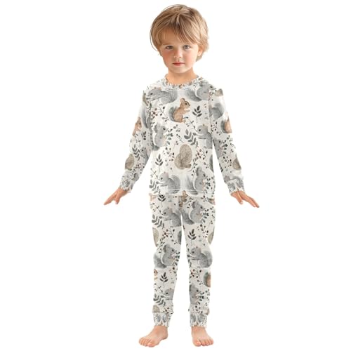 senya Squirrel Eat Leaves Pajamas Set Long Sleeve Soft Cotton Sleepwear 2 Piece3