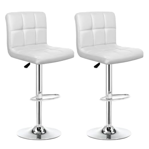 IntimaTe WM Heart 2 x Taburetes de Bar Cuadrado y Moderno Tapizados en Cuero de PU Silla Altura Ajustable Giratoria para Bar Cocina (Blanco)