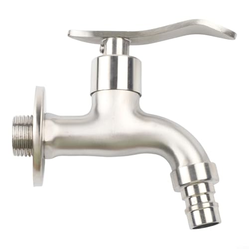 Grifo frío de pared, 1 paquete de llave de lavandería de acero inoxidable de una sola manija para lavadora que ahorra agua, soporte de encimera para cocina o baño