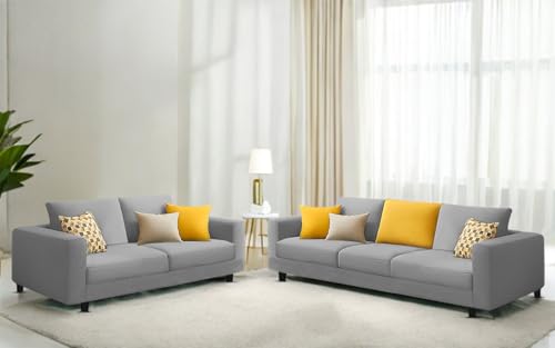 Image of Galib 3+2 Seater Sofa Set for Living Room (Grey Fabric) Premium Fabric Sofa Set