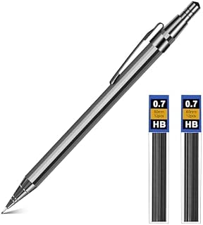 OFFCUP Zestaw metalowych ołówków mechanicznych, ołówek kreślarski, 0,7 mm, automatyczny ołówek kreślarski, z 2 wkładami wkładowymi do szkoły, inżyniera, pisania, rysowania, szkicowania