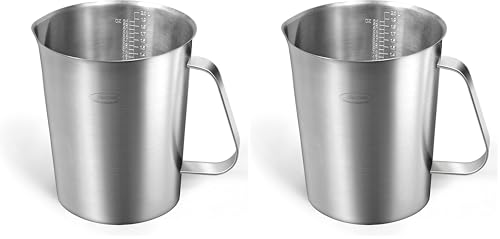 Image of Measuring Cup, [Upgraded, 3 Measurement Scales, Including Cup Scale, ML Scale, Ounce Scale], Newness Stainless Steel Measuring Cup with Marking with Handle, 64 Ounces (2.0 Liter, 8 Cup) (Pack of 2)