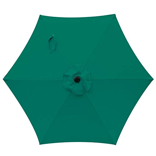 Sunvivi Outdoor 7.5 Ft Patio Umbrella Outdoor Market Table Umbrella Luxury Aluminum Pole Umbrella With Push Button Tilt And Crank, 6 Ribs, Polyester Canopy, Dark Green #TOP6