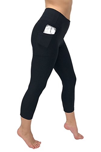 90 Degree By Reflex – Women’s High Waist Athletic Leggings with Smartphone Pocket - Black - Small