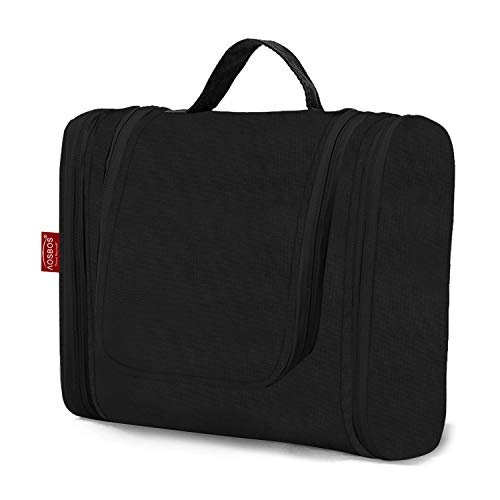 Preisvergleich Produktbild Aosbos Kulturtasche Herren Reisetasche Damen Kulturbeutel zum Aufhängen Kosmetiktasche Groß Make up Tasche Kosmetikbeutel Freizeittasche Geschenk Unisex Schwarz