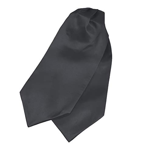 Dan Smith Grey Ascot Cravat Tie For Men Pocket Square Satin Solid Self Classic Cravat Scarf Hankies Dress Drc1E01G Grey #TOP3