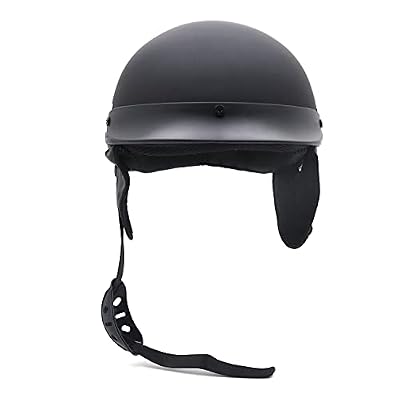 HTTMT MT506-001-L DOT Certified Matte Black Flat Black Compatible with Harley Davidson Half Face Helmet Chopper Cruiser Biker Size L