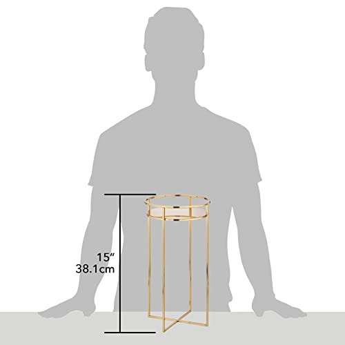 Mdesign Mid Century Planter Indoor/Outdoor Modern Plant Stand For Flowers, Greenery, Succulents, Vases And Pots - Metal Steel Design - 15" Tall - Soft Brass #TOP3