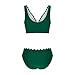 2026 Women High Waisted Seamless Bikini Sets Sexy V Neck Swimsuits Solid Color Bathing Suit Fashion Beach Clothes