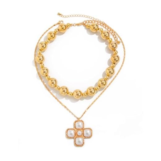 Colar de cruz para mulheres, corrente longa de ouro, colar de cristal com cruz em camadas, colares com pingente de cruz de pérola, colares vintage, joias delicadas, one size, Zinco, Sem Pedra Preciosa