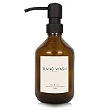 Seifen-Spender braunes Glas 300ml für Handseife mit schwarzer Edelstahlpumpe reuse & reduce Retro