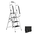 4 Step Ladder Folding Step Stool Ladder for Adults with Handrails and Tool Bag - 330lb Capacity Nonslip Steel Frame Stepping Stool - Foldable Ladders for Home Repair, Kitchen or Bedroom by Stalwart