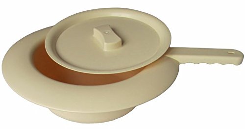 Pflegehome24® Stechbecken, Elfenbein aus Kunststoff mit Deckel - Bettpfanne Steckbecken Schieber
