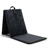 AlMuttaki Tapis de Prière Pliable avec Dossier Ergonomique Noire – Soutien du Dos, Assise Confortable, Idéal Mosquée, Lecture du Coran, Sermon du Vendredi, Voyage