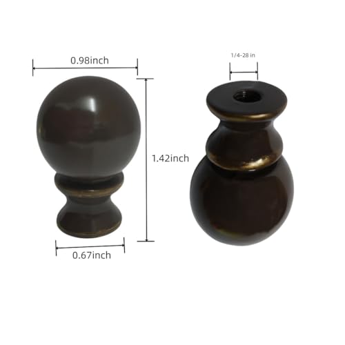 Image of Lighting Lamp Finials 1-1 /2 in High,1 /4-28 in Base Ball Finials for Lamp Shade, Finial Lamp Shade Top Screw, for Lamp Topper Knob, Oil Rubbed Bronze 2Pcs