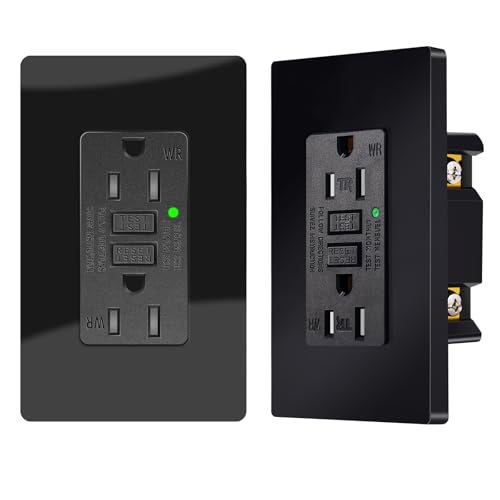 Black 15A GFCI Outlet TR WR Tamper &amp; Weather Resistant, ETL Listed