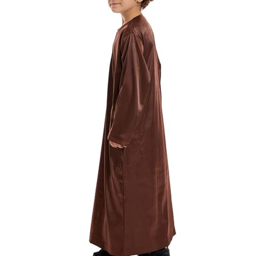 Cambkatl Boys Embroidered Arabic Thobe Loose Muslim Thobe Long Sleeve Kids Abaya Kaftan Cardigan Casual Dubai Thobe4