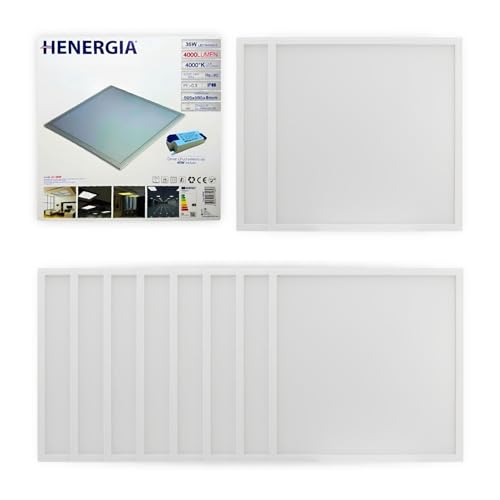 KOMBO HENERGIA - 10 Pannelli LED, 60x60 cm 36W 4600 Lumen, Luce Bianca Naturale 4000K – Driver Lifud, Diffusore Opale, Installazione a Incasso, Design Ultrasottile per Uffici e Negozi
