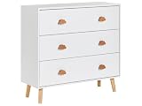 Beliani Cómoda 3 Cajones MDF Madera de Pino Patas Asas en Forma de Nube Habitación Infantil Almacenaje Blanco Cloudy
