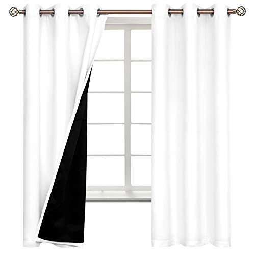 Bgment 2LD4WHITE4263 Thermal Insulated 100% Blackout Curtains For Bedroom With Black Liner, Double Layer Full Room Darkening Noise Reducing Grommet Curtain thumb #7