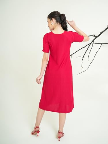 Image of PURVAJA Women's A-Line Below Knee Length Dress (Yuvi-011-013)