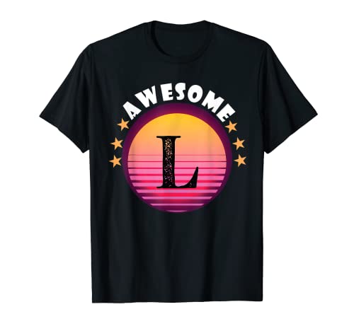 Letter L Initial Name Sunset Pink letter l Monogram Alphapet T-Shirt