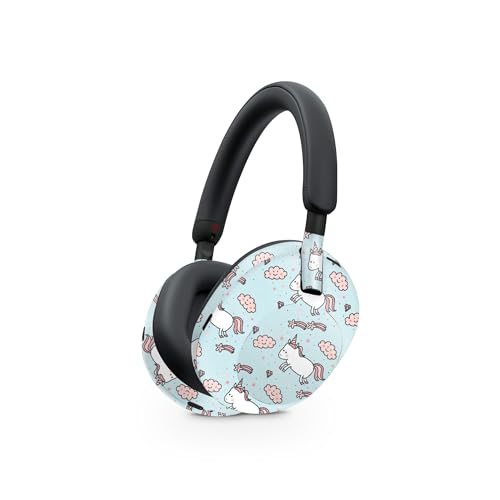 Image of MightySkins Glossy Glitter Skin Compatible with Sony WH-1000XM5 Headphones - Cute Unicorns | Protective, Durable High-Gloss Glitter Finish | Easy to Apply