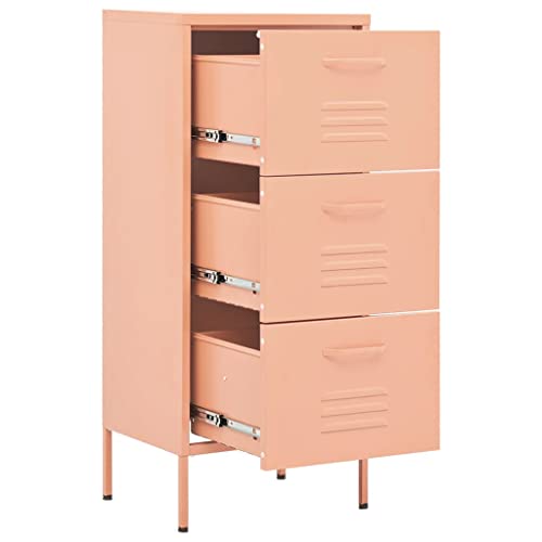 Free-Standing Storage Cabinets, Vertical Filing Cabinet With Drawers, For Bedroom Kids Locker For School, Home, Office, Storage Cabinet Pink 16.7"X13.8"X40" Steel #TOP5