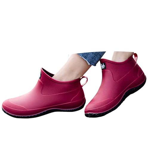 Generisch Botas de goma para mujer, cortas y anchas, protectoras, antideslizantes, transparentes, botas de equitación, botas Chelsea negras con ligeras seguridad, cómodas, para verano, impermeables