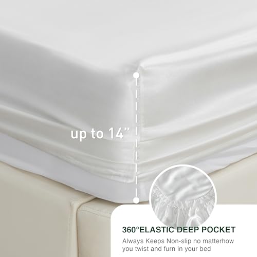 Love's cabin Twin Silky Soft Satin Bed Linen Set - 3 Piece with Deep Pockets, Luxury Satin Sheets, Wrinkle Resistant, Fits Mattresses up to 14''