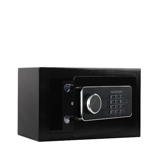 Small Steel Home Security Safe Box 0.4 Cubic Feet – Electronic Keypad Lock with Backup Keys, Wall or Floor Mountable – for Documents, Jewelry, Cash & Valuables – Black, 12.2"W X 7.87"D X 7.87"H by KWQKEM - Used condition - Image 8