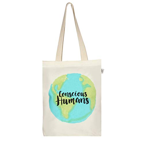EcoRight Canvas Tote Bag with Gusset and Zipper - premium lining with inner pocket 100% ecofriendly reusable printed