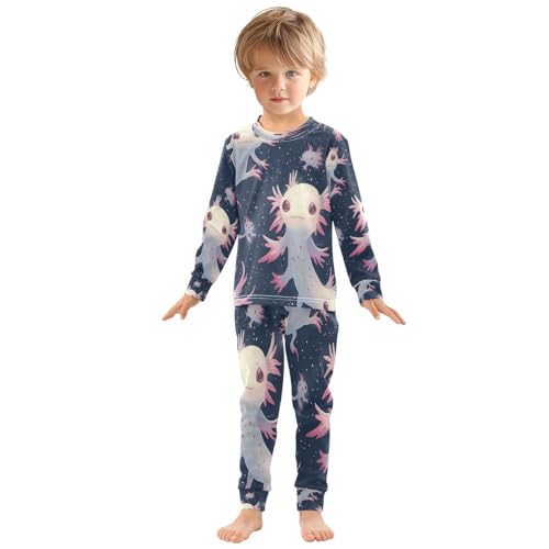 Pajama Sets Long Sleeve Axolotl Space Fantasy Creatures Soft Comfy Sleepwear 2 Piece PJS 3-8T2